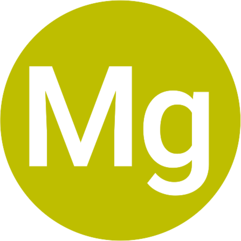 Hellgrüner Kreis mit dem periodischen Zeichen Mg für Magnesium